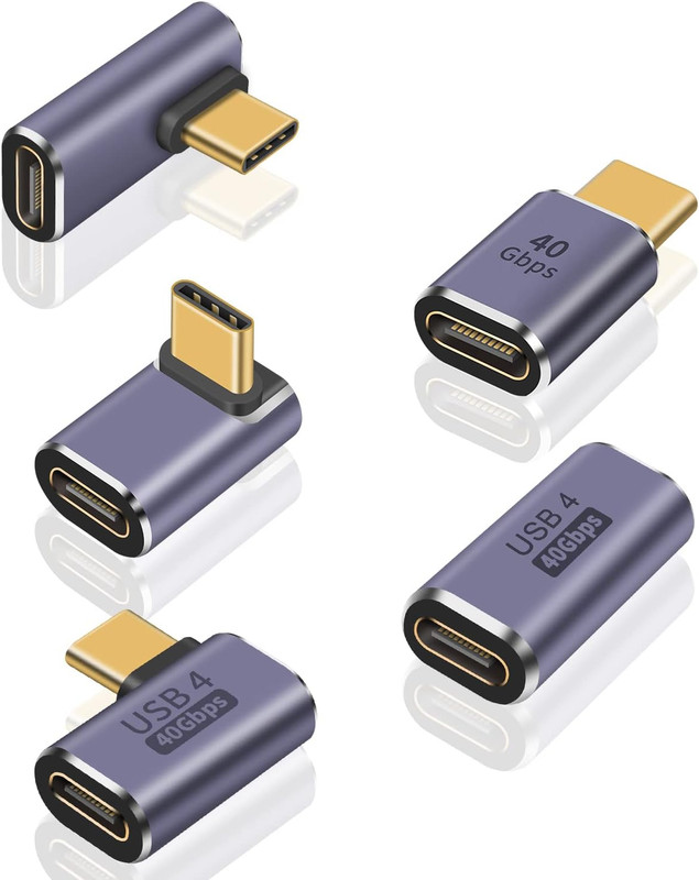 USB C 90 Degree Adapter 5 Style, 90 Degree USB C Adapter【100W PD /40Gbps/8K@6…