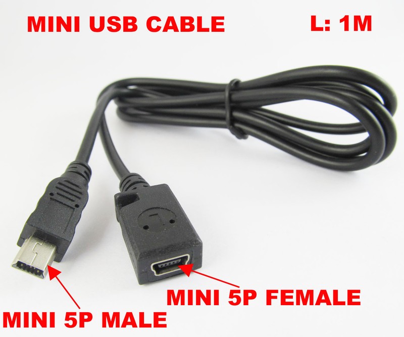 3.3FT Mini USB 5pin Male to Female Jack Extension Cable 1 meter USB Data Cable gallery