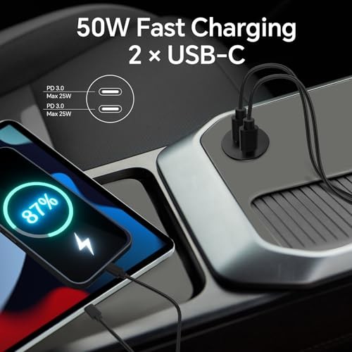 50W 12V USB Outlet Dual 25W USB-C Charger PD 3.0 Aluminum Fast Charging 2Pcs gallery