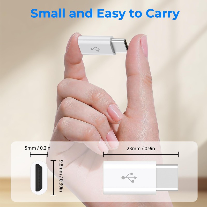4 Pack Micro USB to C Adapter, Micro-USB Female USB-C Male OTG White gallery