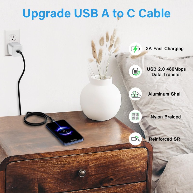 USB C Cable (4FT, 10-Pack), USB A to USB Cord Fast Charging Compatible with i... gallery