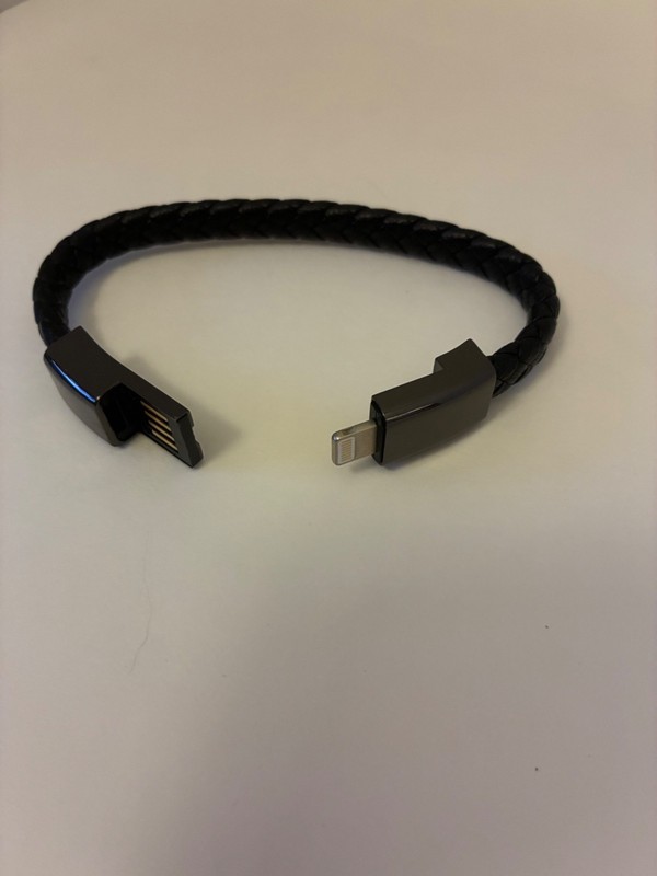 iPhone Charging Wire Black Braided 8” Bracelet Tested Works gallery