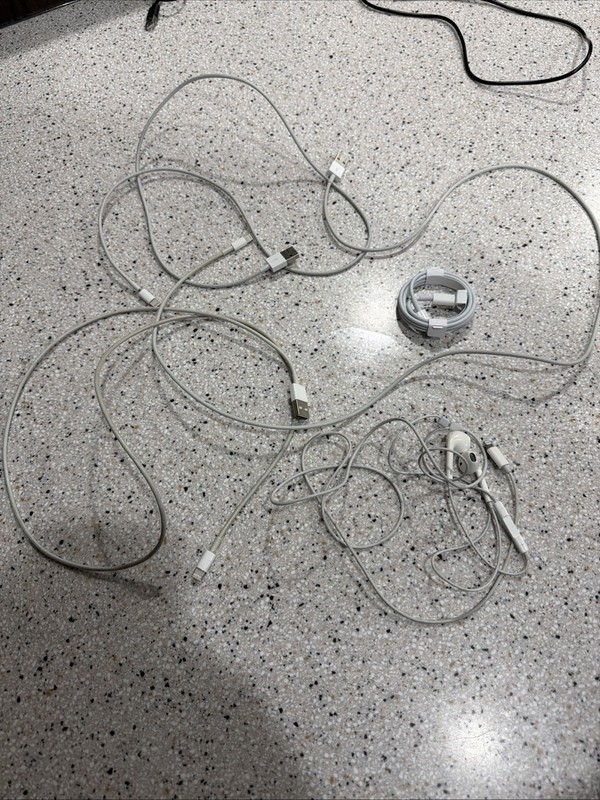 LOT OF Apple MD819ZM/A White – USB Cable TO LIGHTNING 2M AUTHENTIC & Earbuds