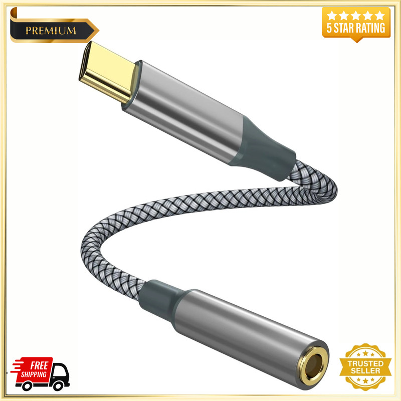USB C to Aux Audio Dongle Cable Cord, Type C to 3.5Mm Female Headphone Jack Adap