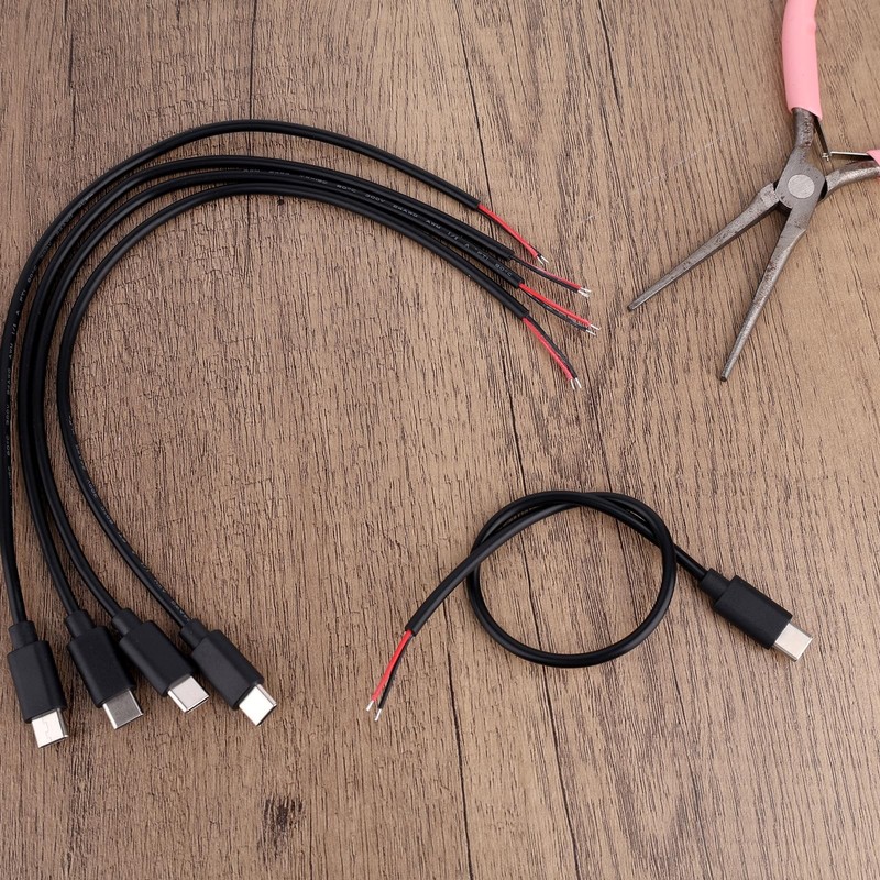 5pcs USB to 2 Pin Bare Wire Open End Power Cables, 30cm/11.81in USB Plug 2 Pi... gallery