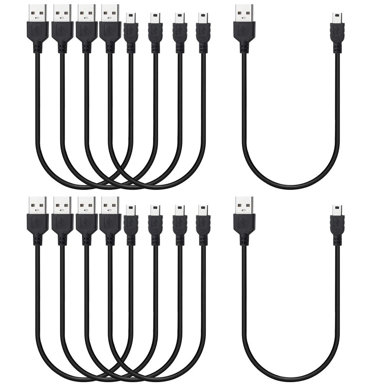 10 PCS Mini USB Cable 1 Ft Short MiniB Charging Cord For Camera MP3 Player