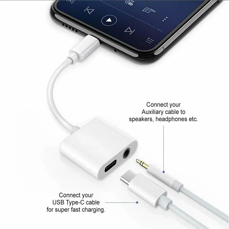 2 IN 1 Headphone Adapter Jack 8 Pin Data to 3.5mm AUX Cord Splitter,Compatible w gallery