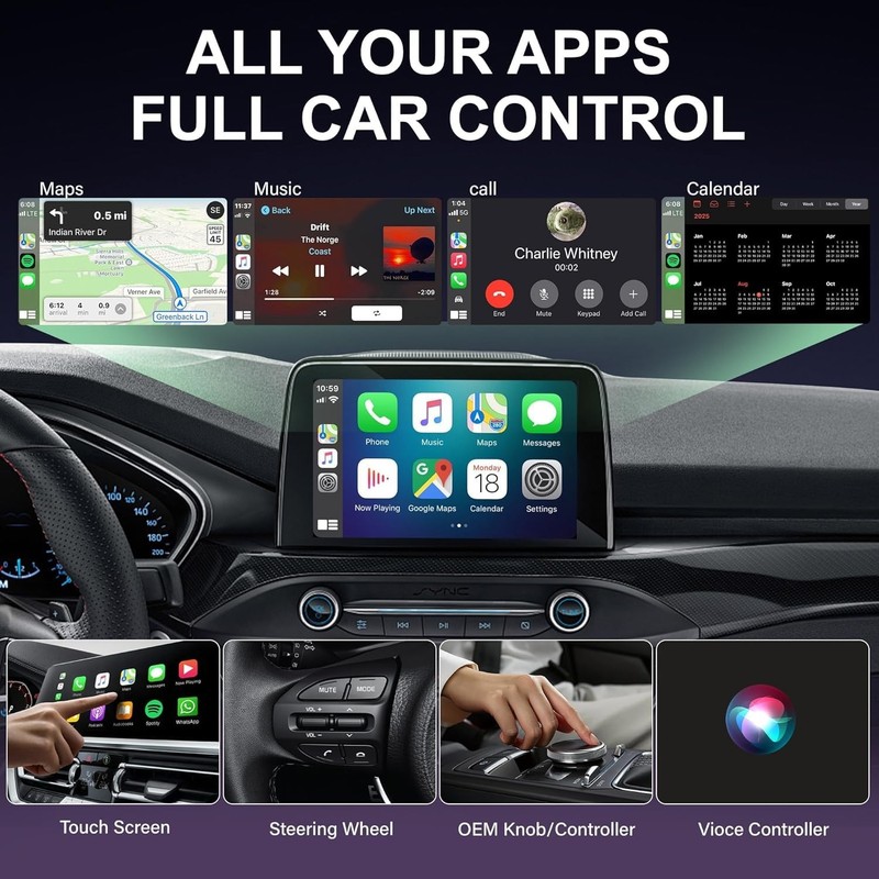 Wireless CarPlay Adapter– Android Auto Wireless Adapter, 5.8GHz Wi-Fi Plug & ... gallery