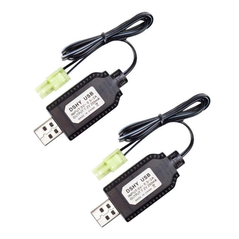 2Pcs USB Charger Cable JST/SM2.0 2P Connectors for 7.2V NiMH NiCd Batteries Toys gallery