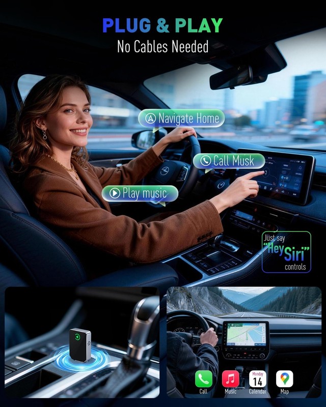Wireless CarPlay & Android Auto Adapter, 2026 Upgrade, Fast Plug & Play, Convert gallery