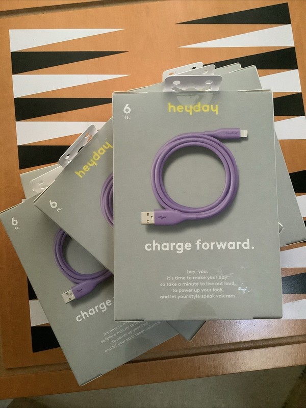 Heyday 6 Ft. USB-A To USB-C Soft Touch Charging Cables Purple New BOX Of Twelve gallery