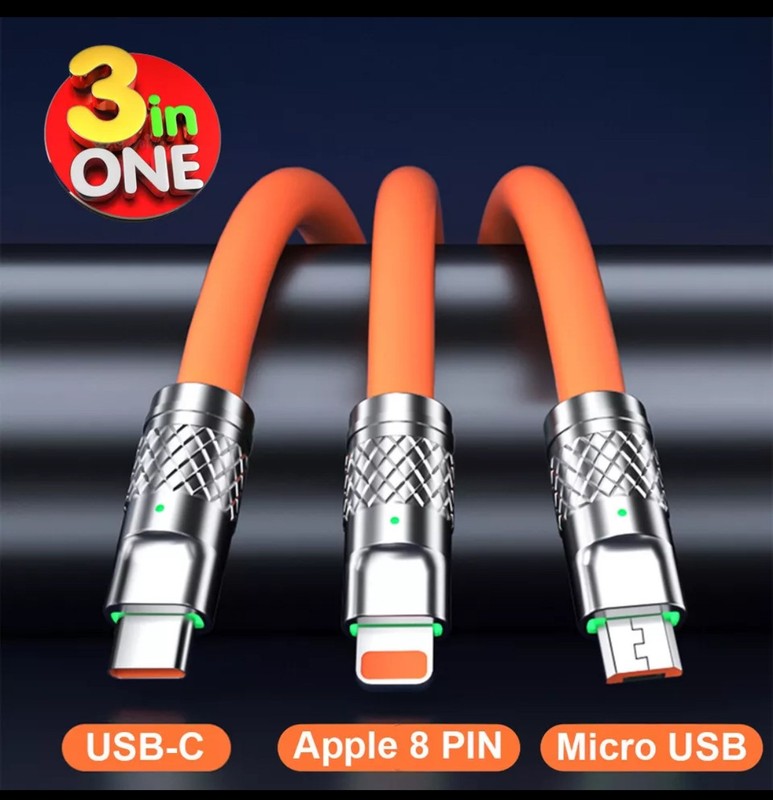 1 3 in 1 Fast Charging Cable Cell Phone Charger Cord For iPhone Type C Micro gallery
