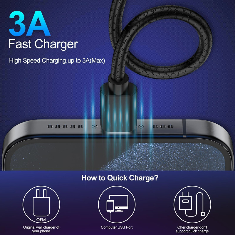 [3Pack 10Ft] Compatible with Samsung Galaxy S9 S10 S8 plus Charger Cord(3A Fast gallery
