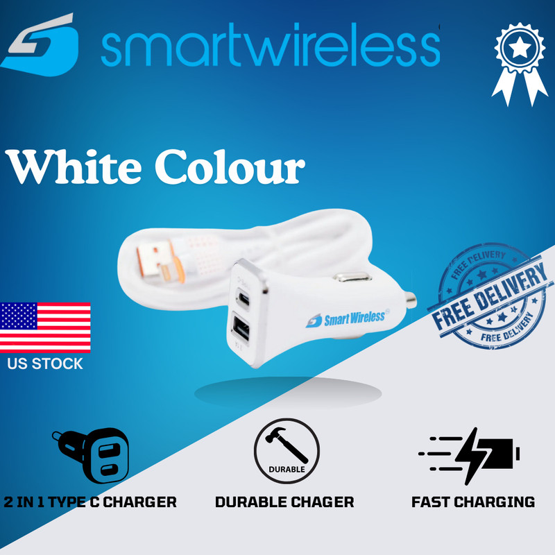 Pack of 12 2 in 1 iPhone 3.1A 6Ft Cable & USB TypeC Car Charger Adapter Lot gallery