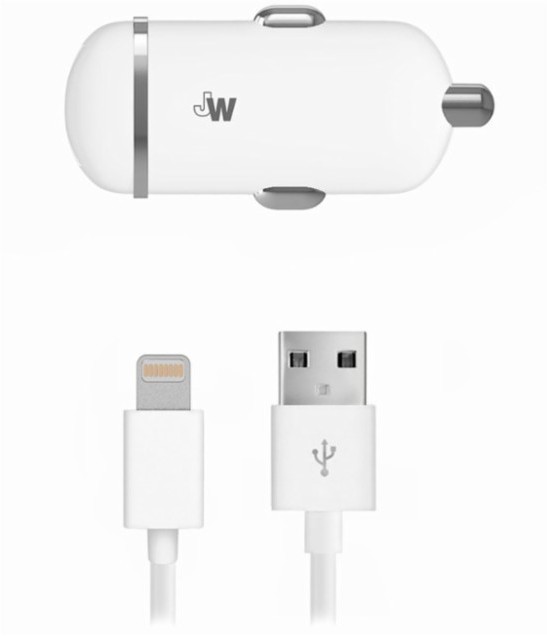 Just Wireless - Apple MFi Vehicle Car Charger Life Time Warranty - White - NEW gallery