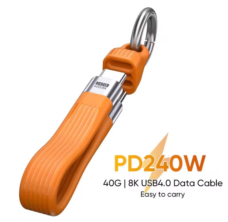 USB-C to Type-C 240W USB4.0 40Gbps Cable Keychain PD3.1 5A 8K@60Hz Data Cord