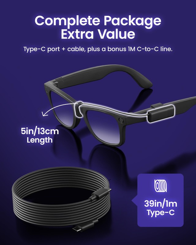 Charging Cable Accessories Compatible with Ray-Ban 5 inches, 39 Gray gallery