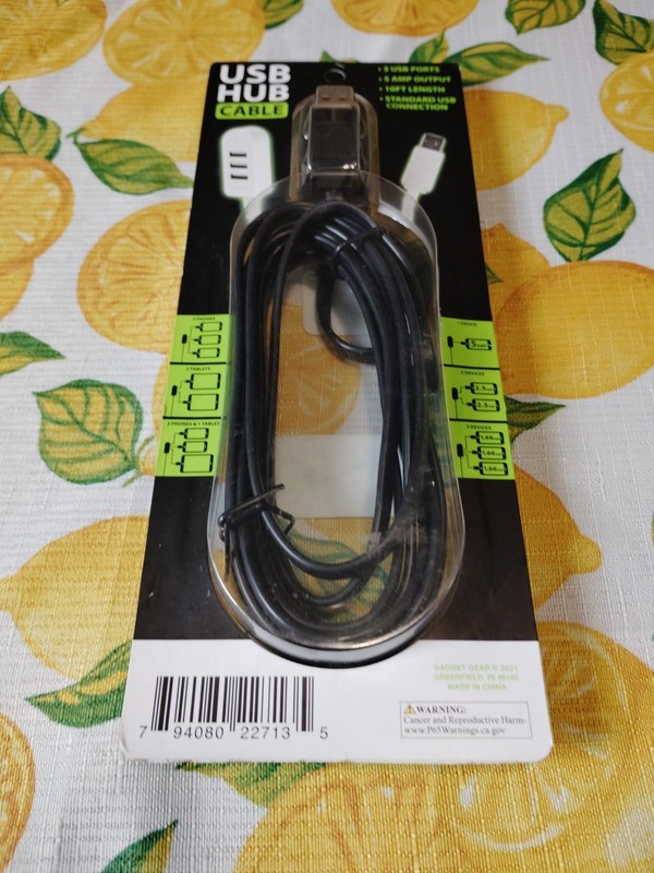 NIB Gadget Gear 10 FT Standard USB Charger Cable 3 USB Ports 5 AMP Output gallery