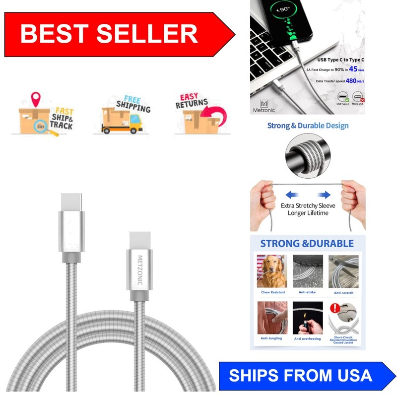 PD 65W USB C Cable 6.6ft – Stylish Metal Braided Fast Charging for All Devices