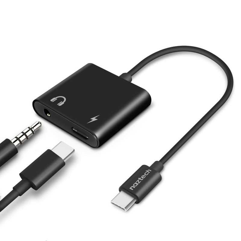 Naztech 15163 Usb-c To 3.5 Mm Audio Plus Charge Adapter