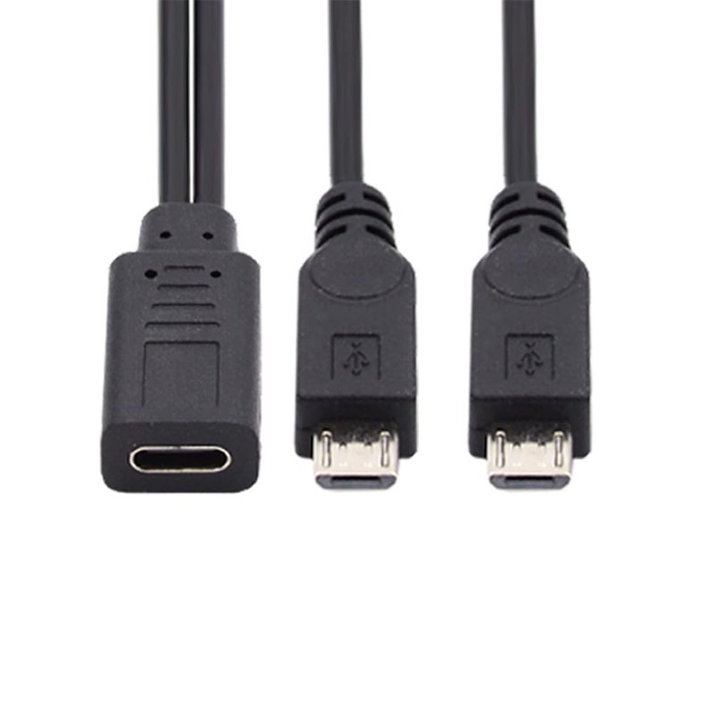 DC 5V Type-C USB-C Female to Dual Micro USB 5Pin Male Splitter Extension Char...