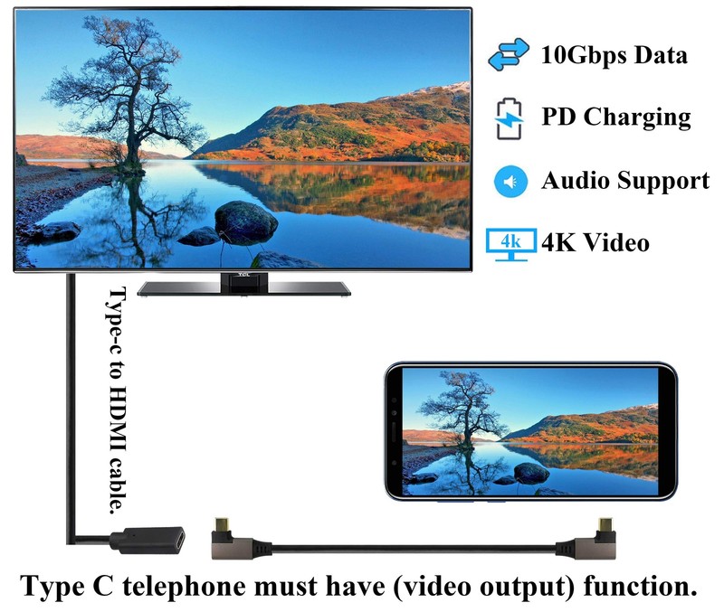 90 Degree USB Type-C Cable Angled Gen 2 Extension for Charging and Data 1ft gallery