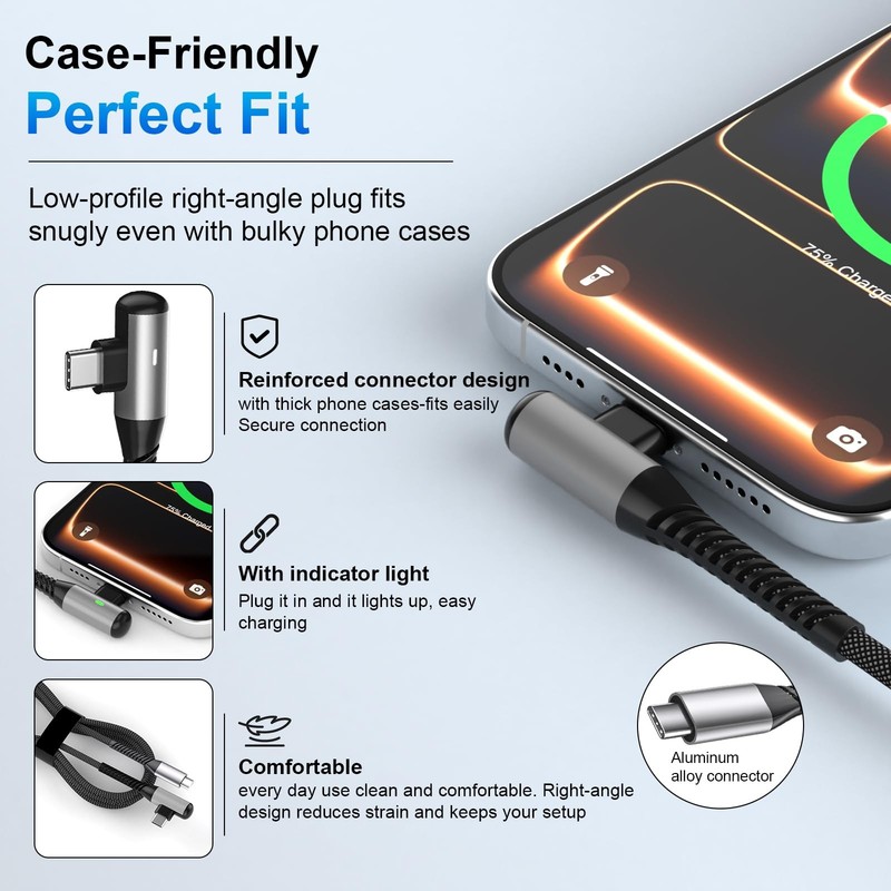 USB Cable 16FT Fast Charging 60W Right Angle USB to Charger Cable 5M Long Bra... gallery