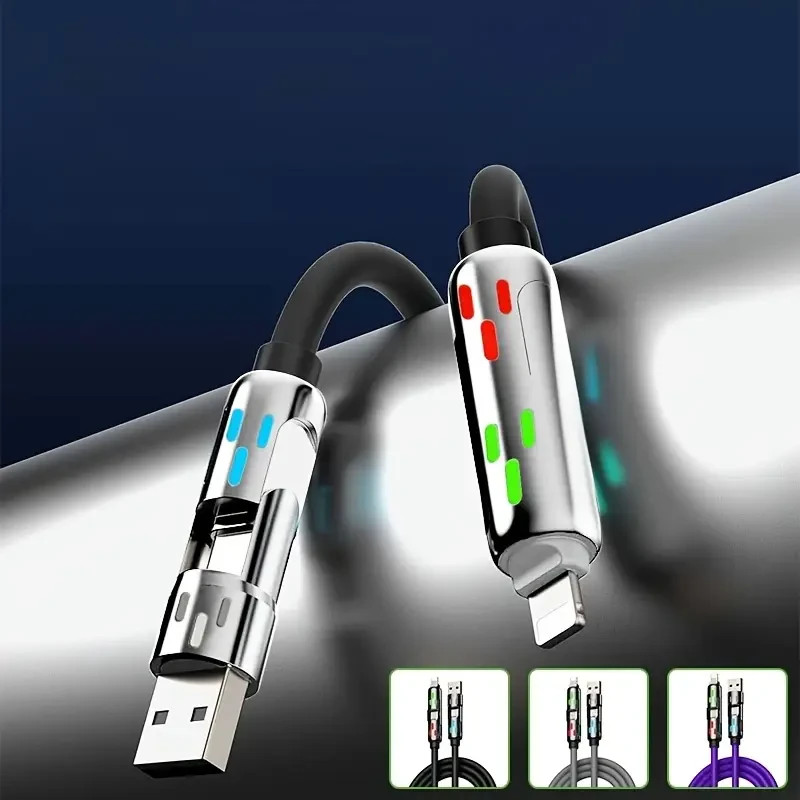 4 in 1 USB Fast Charging Cable 240W Multi-Port USB-C for iPhone Samsung Android gallery