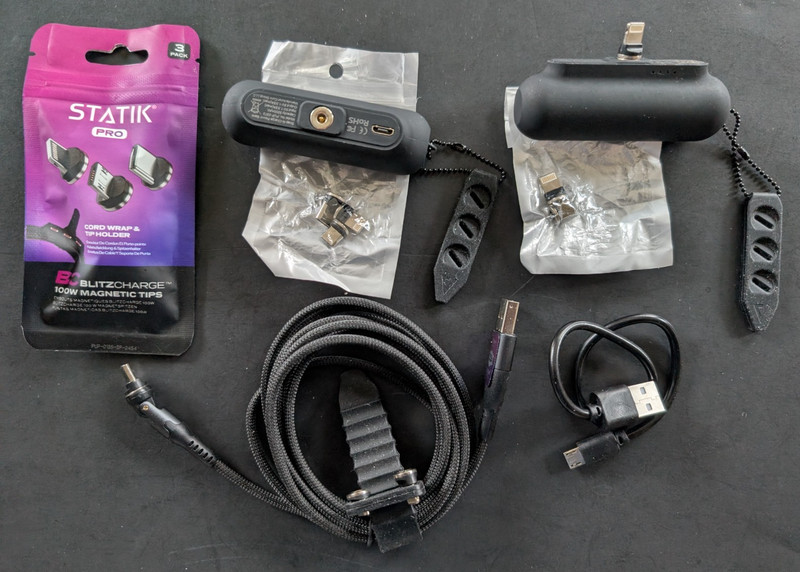 STATIK LOT 360 Pro Universal Magnetic Rotating Charging Cable,2 Snap Charge Bank