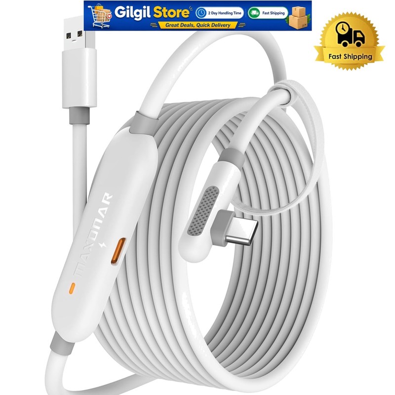 20FT USB 3.0 Link Cable – Compatible with Meta Quest/Pico 4 Accessories
