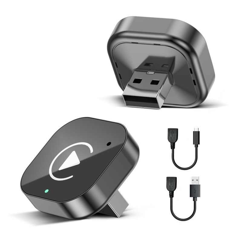 Wireless CarPlay & Android Auto Adapter, USB-A Plug-in Dongle, Converts Facto…
