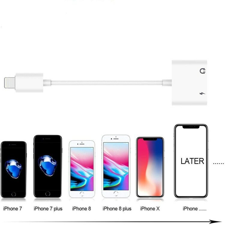 2 in 1 Dual Adapter 3.5mm Headphone & Charger For iPhone 14 13 12 11 X XR 8 Lot gallery