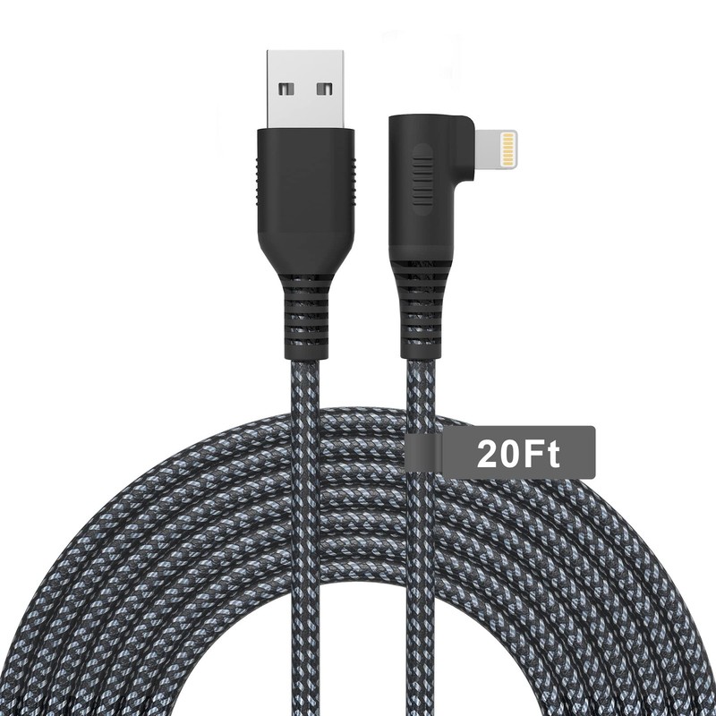 Apple MFi Certified Extra Long Right Angle iPhone Charger Cable (20 ft) - 90 ...
