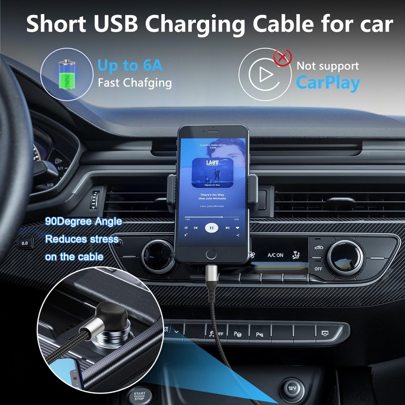 90 Degree USB to Type C Cable 6A Fast Charging USB A to USB C Charger Cord Ny... gallery
