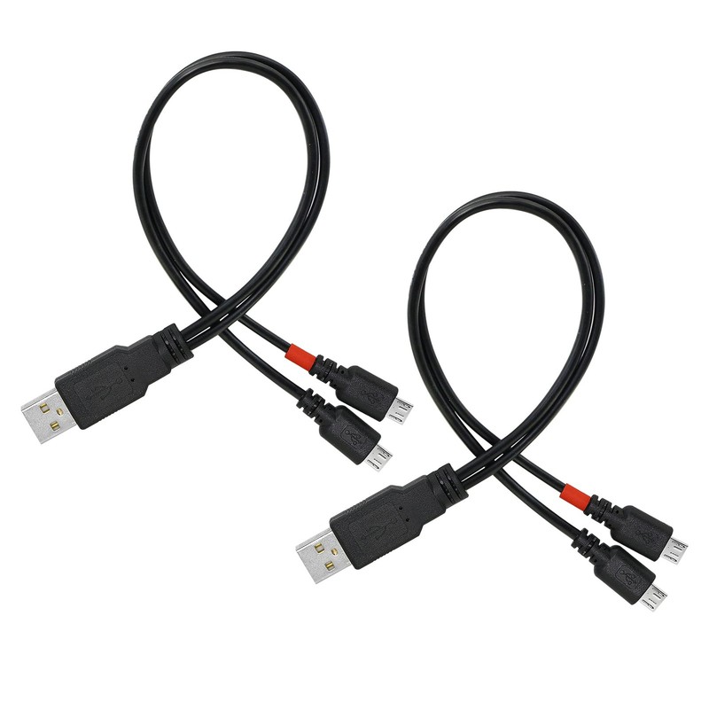 12 Inch Micro USB Splitter Cable USB 2.0 Type A Male to Dual Micro USB Male Y…