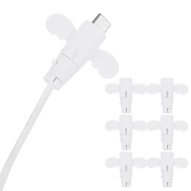 24Pcs Charger Cable Protector, Flexible Cute Wire Cord Saver Organizer, White