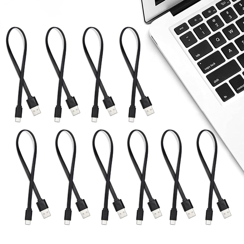 6-Inch Flat USB-C to USB-A Cables - 10 Pack for Android & Samsung Devices gallery