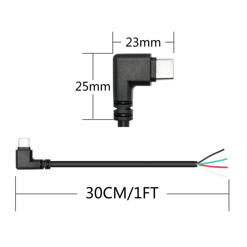 Short Right Angle USB to 4 Pin Bare Wire Open End Wire 11inch, 90 Degree USB ... gallery