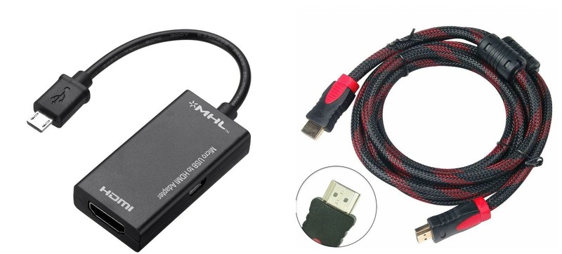Micro USB Male to HDMI Female Adapter Cable & HDMI Cable 3FT For Phone Tablet TV