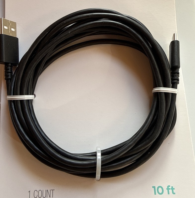 Deal Worthy USB-A to USB-C 10ft Fast Charging/Syncing Cable (Black) NEW!