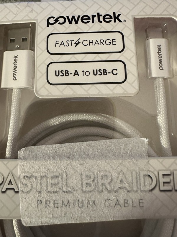 POWERTEK Liquipel Braided USB- to USB-C Cable White 6ft gallery