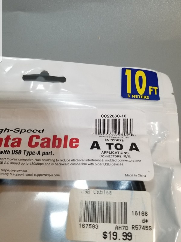 USB A to A DATA CABLE 2.0 High-Speed 10 Ft Cable NEW gallery