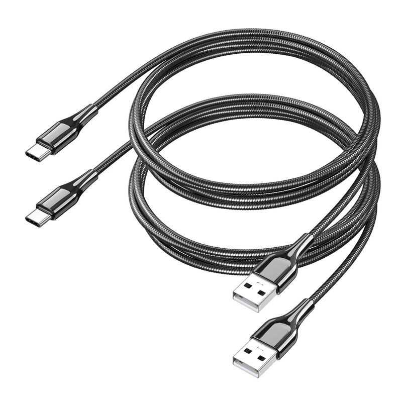 Pet Proof USB C to USB A Charger Cable 6.6FT 2-Pack, Metal Braided Durable Type