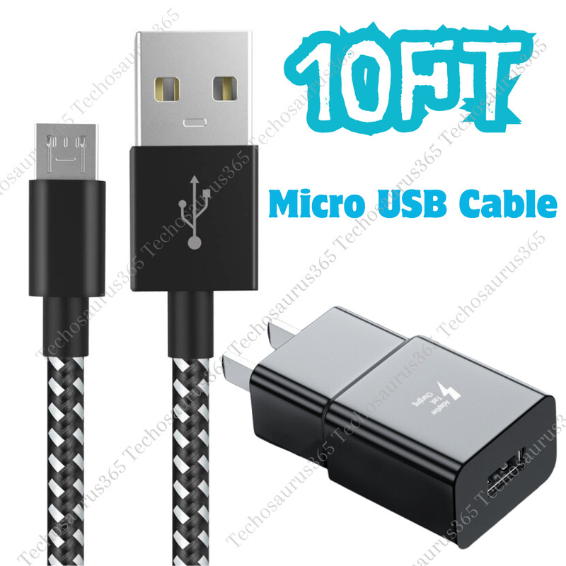 Android Charger Cable Micro 10FT USB Cable Adapter Fast Charger For Samsung S7