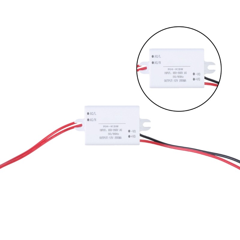 Power Supply Adapter AC85V~265V to DC12V 250mA for LED Lights and Fan Toy White gallery