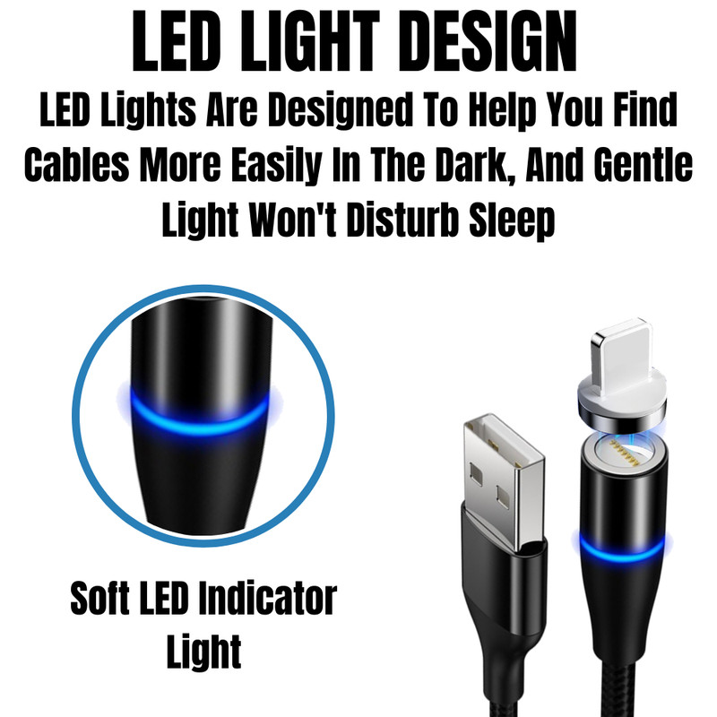 3Pack 3A Magnetic USB Cable 3Ft 6Ft Fast Charger For iPhone 14 13 12 11 8 6 Plus gallery