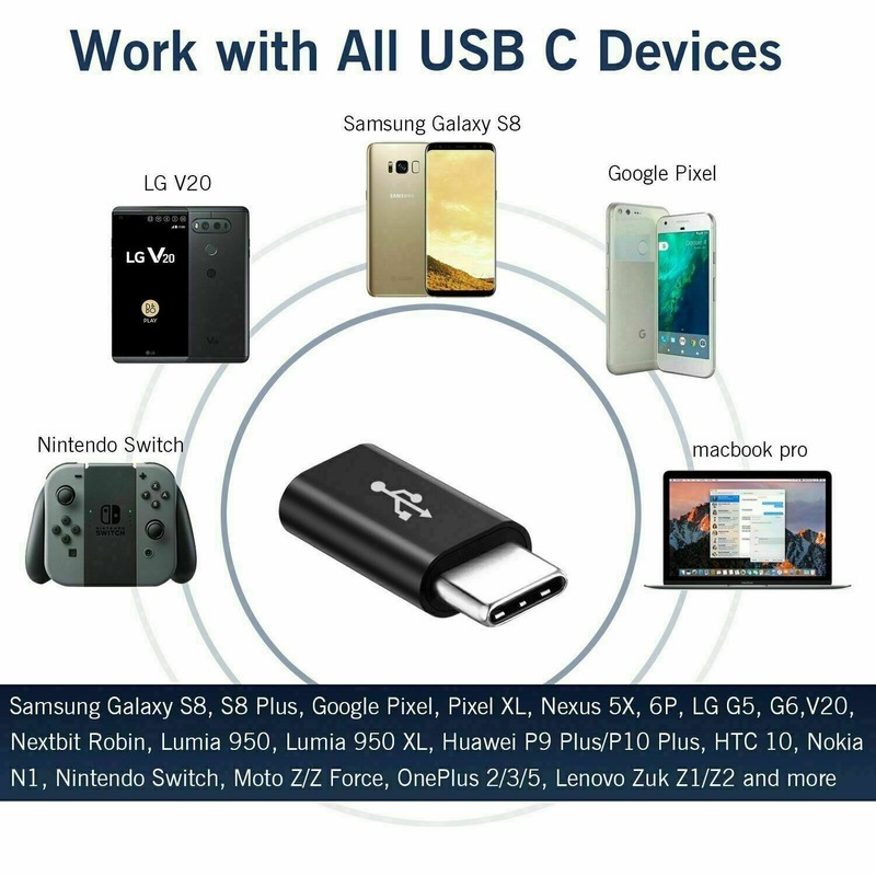 Micro USB Female to Type C Male Adapter Converter Micro-B to USB-C Connector LOT gallery