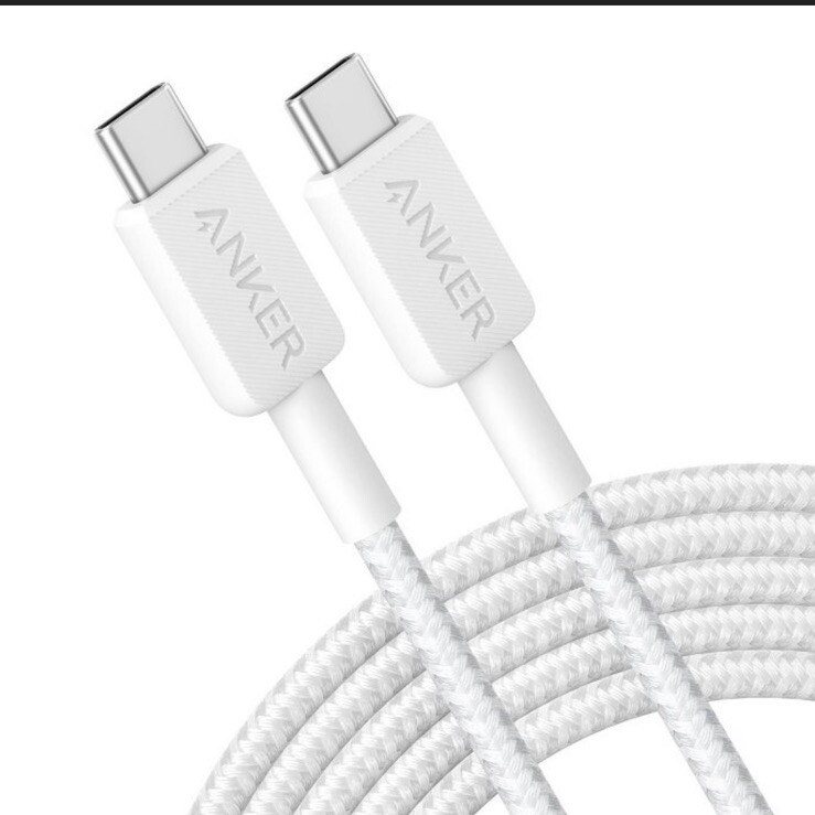 Anker 10′ 60W Braided USB-C to USB-CMax Fast Charging Cable – White