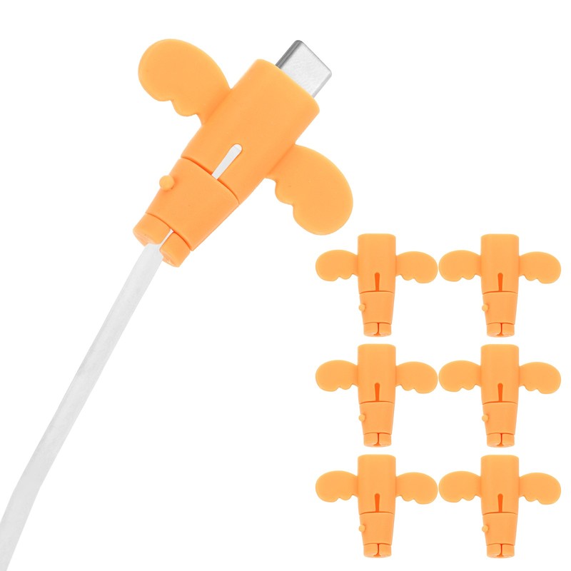 24Pcs Charger Cable Protector, Flexible Cute Wire Cord Saver Organizer, Yellow