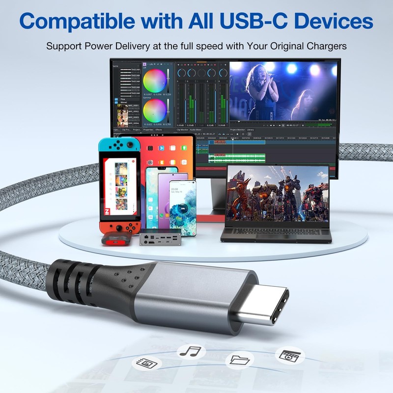 UseBean USB C Cable 15 ft 2Pack, 240W USB C to USB C 3.2 Gen 2 Cable, Type C ... gallery